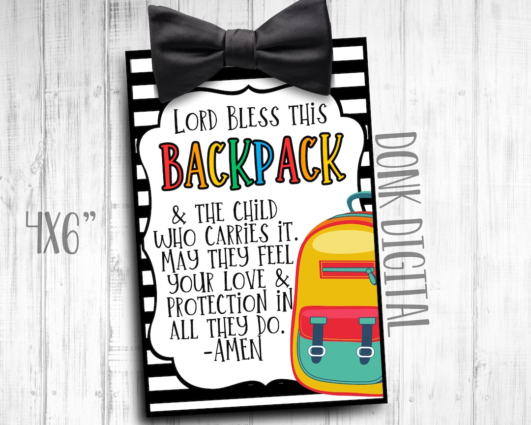 Backpack Prayer Tag - Sunday School Printable - Church Printable ...