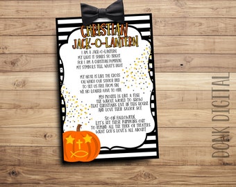 Christian Jack O Lantern Poem- Christian Halloween- Religious Halloween- Sunday School