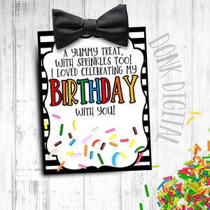 Birthday thank you treat- Birthday Party favor tag -Birthday favor