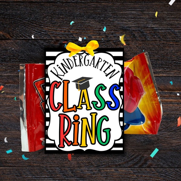 Kindergarten Class Ring- Graduation gift - Summer Tag- School Break - Summer Break Printable - Student Gift - Friend Gift-