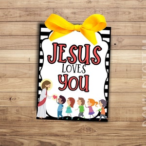 Jesus liebt dich Tag - Sonntagsschule Printable - Kirche Printable - Religiöse Tags
