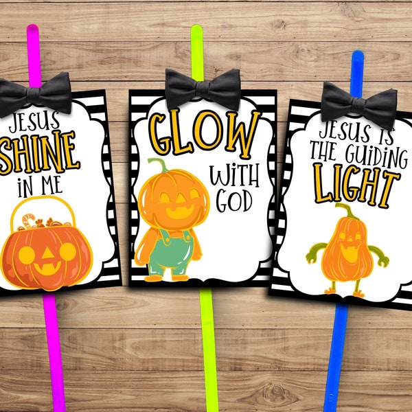 Glow Stick Tags- Religious Halloween Tag BUNDLE - Sunday School Printable - Church Printable - Religious Tags- Halloween- Harvest Festival