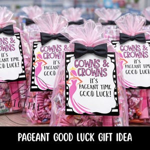 Pageant Favor Tags – Gowns and Crowns, Good Luck (PDF File)