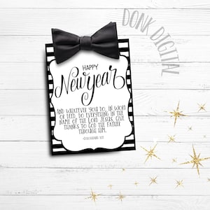 Religious New Years Wishes- Happy New Year Tag- Church Favor- Sunday School- New Years Blessings