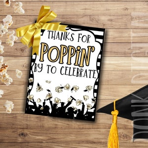Thanks for poppin by to celebrate - Graduation Tag- graduation favor - Graduation Party Gift