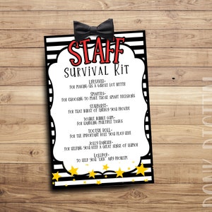 Staff Survival Kit Tag - Staff Appreciation Gift Tags - Employee Appreciation Printable-  Instant Download