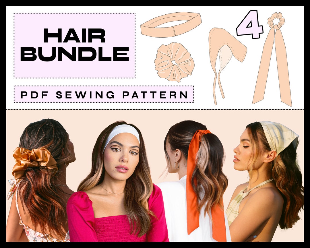 PDF 4 Hair Accessory Bundle Digital SEWING Pattern EASY Cottage Core