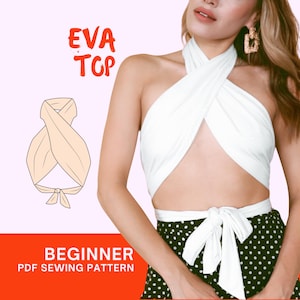 Eva Wrap Top Sewing Pattern: Easy DIY Halter Crop Top (PDF Download)