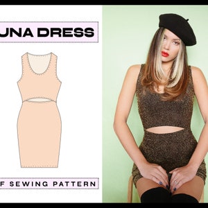 PDF Luna Bodycon Dress Digital SEWING Pattern | Sexy Cutout Crop Dress | diy Fall Clothing | Instant Download A4, A0, Letter xs,s,m,l, xl