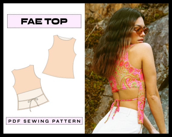 Girls Crop Top Sewing Pattern Custom Crop Top Halter Top Sewing Pattern  Beginner Sewing Pattern Xs-xl / Us-letter / A0 / A4 PDF File 