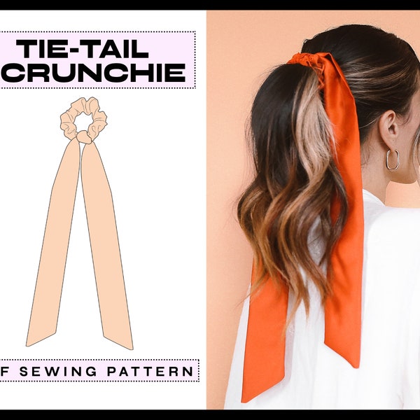 NEW* PDF Tie-Tail Scrunchie | Digital SEWING Pattern | diy Scarf Bow Tutorial | Vintage Hair Accessories | Instant Download | A4, A0, Letter