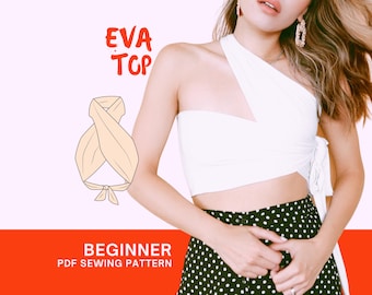 Eva Wrap Top Sewing Pattern: Easy DIY Halter Crop Top (PDF Download)