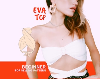 Eva Wrap Top Sewing Pattern: Easy DIY Halter Crop Top (PDF Download)