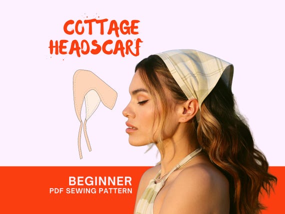 Cottage Core Headscarf Sewing Pattern: Easy 90s Bandana (PDF Pattern)