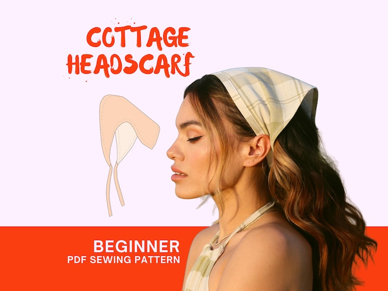 Cottage Core Headscarf Sewing Pattern: Easy 90s Bandana (PDF Pattern) image 1