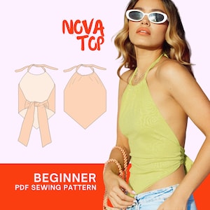 Nova Halter Top PDF Sewing Pattern: Easy 90s Style (Sizes XS-L) (Digital Download)