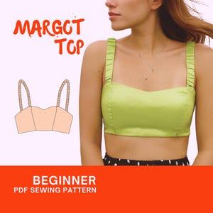 Margot Top PDF Sewing Pattern: Y2K Scrunchie Crop (Digital Download)