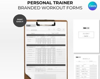 Personal Trainer Client Forms: Customizable Workout Logs (Canva)