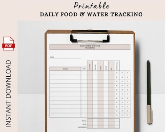 Printable Food Tracking Sheet: Nutrition & Fitness Journal (PDF Template)