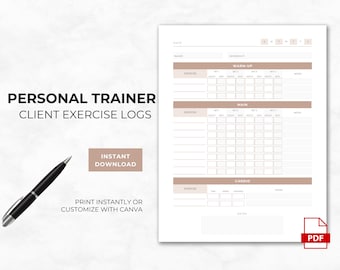 Printable Workout Forms: Personal Trainer Client Exercise Logs (PDF)