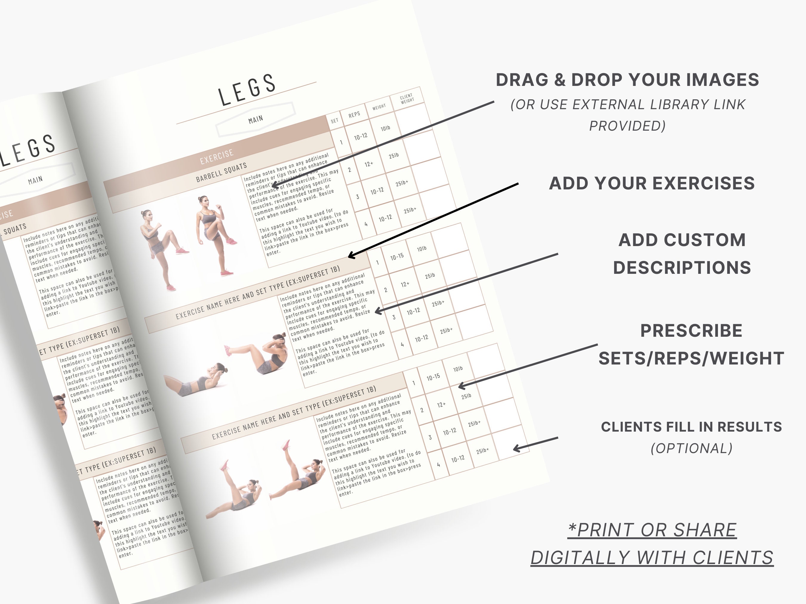 Personal Training Program Card Example Personal Trainer Program Templates: Customizable Fitness E-book (PDF ...