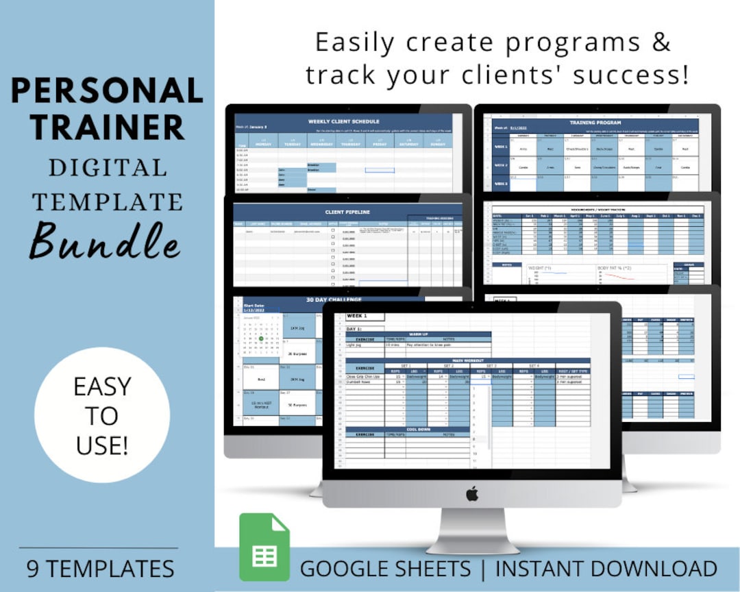 Personal Training Client Template Forms BUNDLE / Exercise Library ...