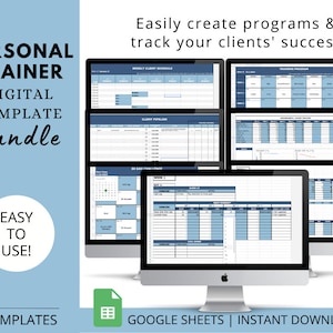 Personal Training Client Template Forms BUNDLE / Exercise Library / Measurement Forms / Food Journal / Google Sheets