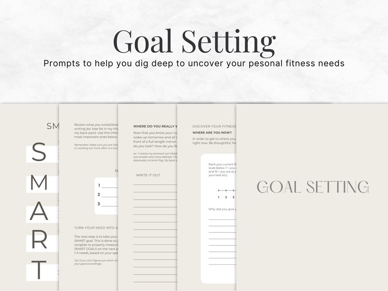May include: A printable worksheet with the acronym SMART, which stands for Specific, Measurable, Achievable, Relevant, and Time-bound, to help set fitness goals. The worksheet includes prompts to help you discover your fitness needs and where you are now.