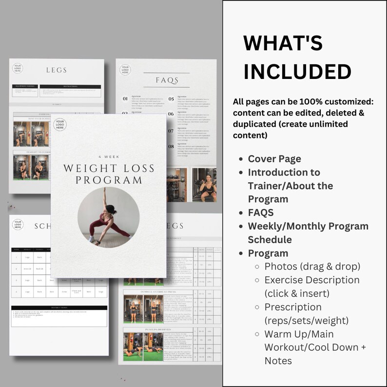 Modelo de programa de personal trainer: registros de treino personalizáveis (Canva) imagem 2