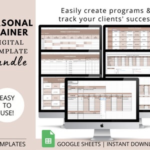 Personal Trainer Program Template Forms BUNDLE / Exercise Library / Measurement Forms / Food Journal / Google Sheets Fitness Program