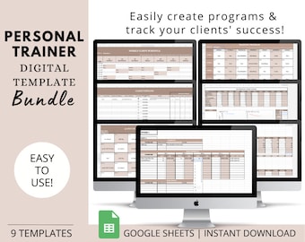 Personal Trainer Program Template Bundle: Google Sheets, Exercise Library (Digital Download)