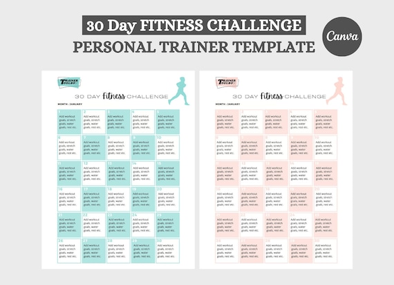 Personal Trainer Program 30 Day Challenge Template Electronic