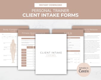 Printable Personal Trainer Intake Forms & Assessment Forms for Personal Training - PDF for New Clients - Editable on Canva, Instant Download