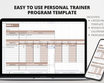 Personal Trainer Program Template: 6-Week Workout Tracker (PDF)