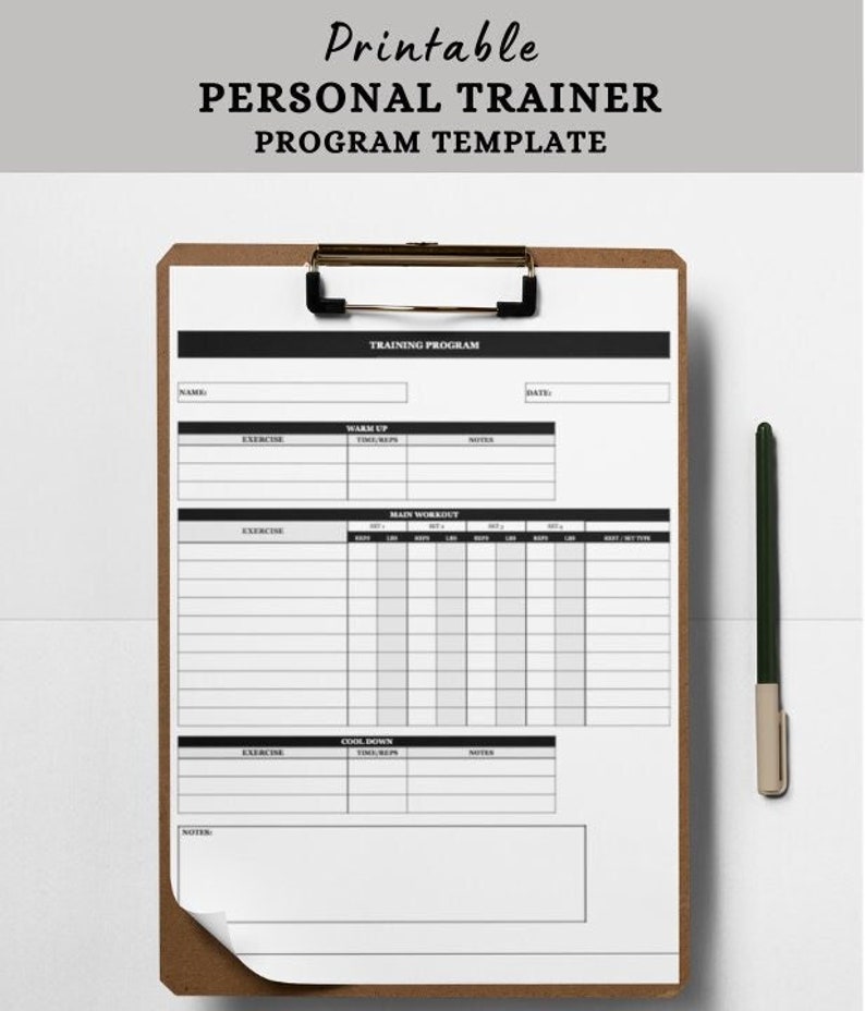 Printable Personal Training Program Template / PDF Template / Fitness Printable Personal Training Program Template / PDF Template / Fitness