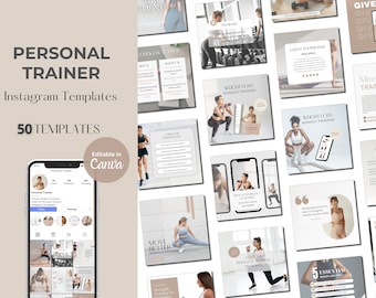 Personal Trainer Instagram Post Templates: 50 Fitness Canva Designs