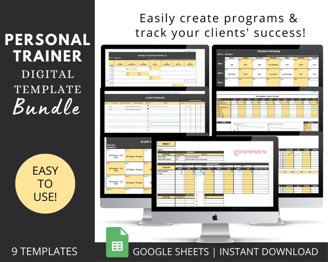 Personal Trainer Program Template: Client Tracking Google Sheets ...