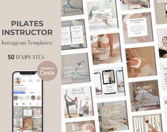 Pilates Instagram Templates: Social Media Posts for Instructors (Canva)