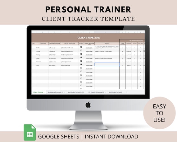Personal Trainer Client Tracker Templates for Business | Etsy
