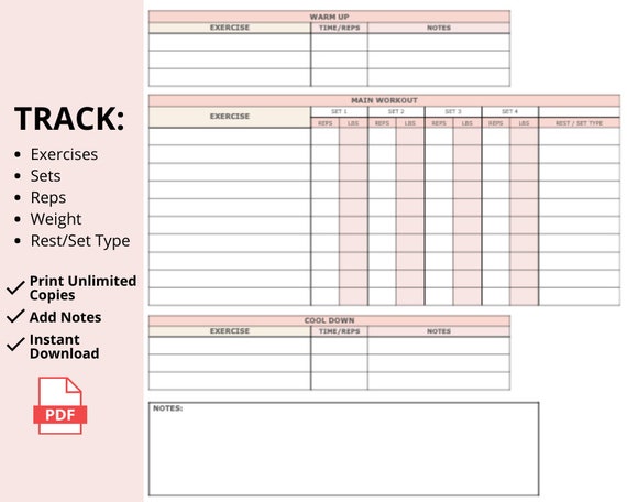 Exercise Tracker Personal Training Program Template PDF