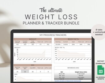 Weight Loss Planner Bundle: Fitness, Nutrition & Progress Tracker (Google Sheets)