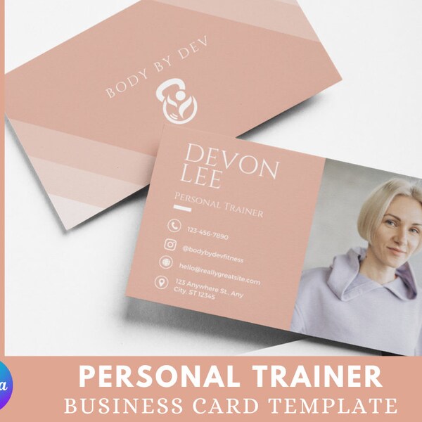 Personal Trainer Programm VISITENKARTEN Vorlage für Canva / Fitness Instructor Programming / Printable / Editable