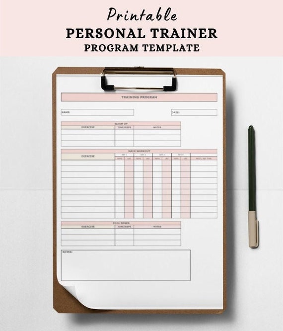 Printable Personal Training Program Template PDF Template Etsy UK