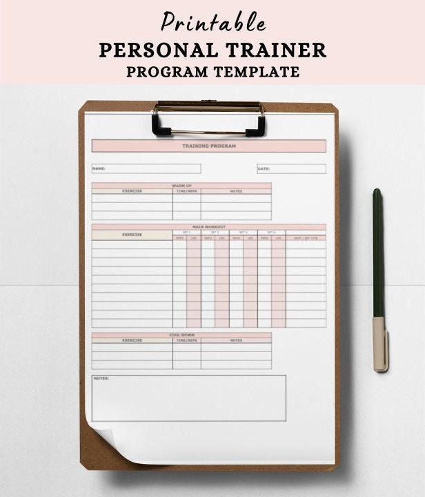 Exercise Tracker Personal Training Program Template PDF Template Fitness Planner for Personal Trainer Strength Training Etsy