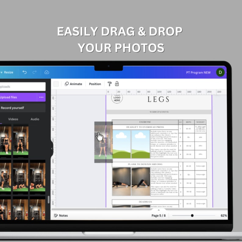 Modelo de programa de personal trainer: registros de treino personalizáveis (Canva) imagem 3