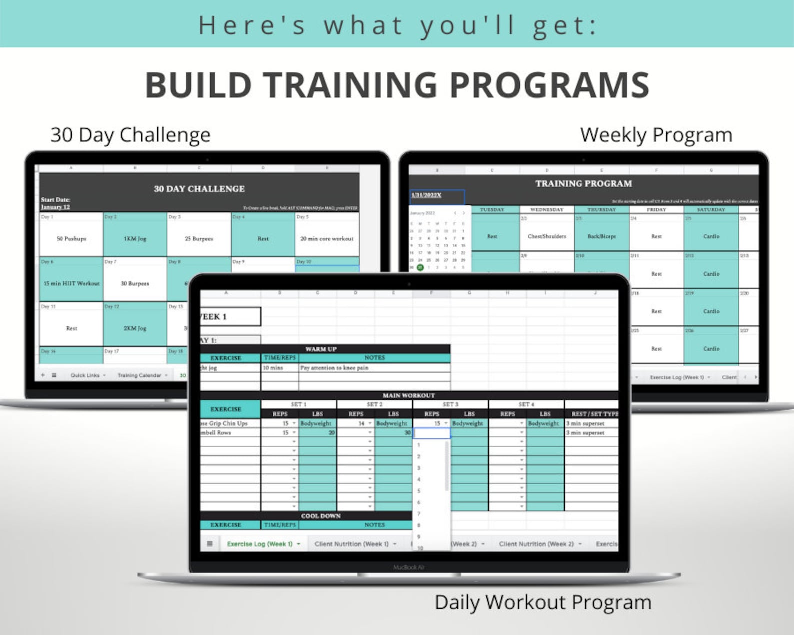 Pt Program Template Personal Trainer Template Bundle: Client Program Design (google Sheets ...