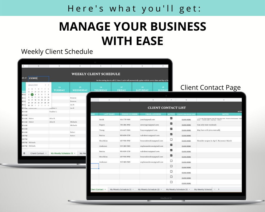 Personal Trainer Template Bundle: Client Program Design (google Sheets ...