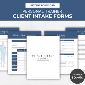 Client Intake & Assessment Forms for Personal Training - Printable Personal Trainer Templates PDF for New Clients - Editable on Canva