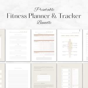 Printable Fitness Planner & Tracker Bundle - Workout Logs, Nutrition Planner, Habit Trackers, Goal Setting - Weight Loss for women or men