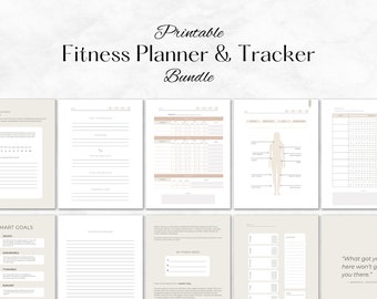 Printable Fitness Planner Bundle: Workout, Nutrition, Habit Tracker (PDF)